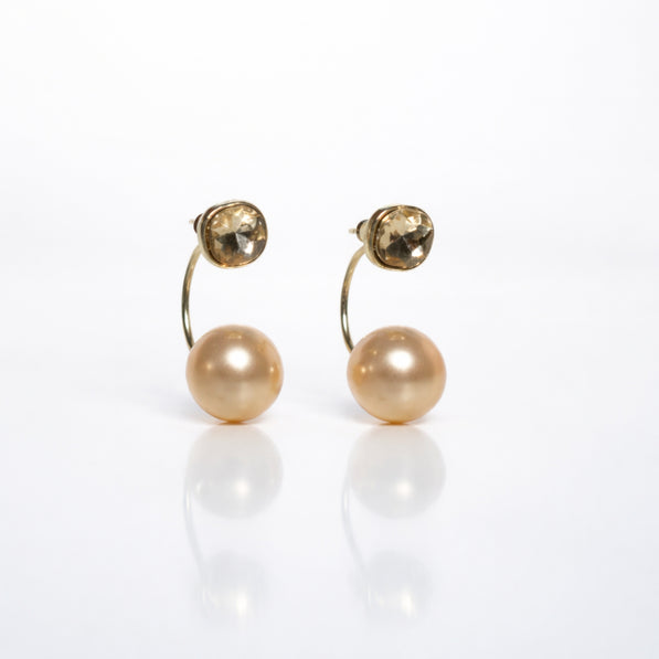 Golden Crystal Back Earrings