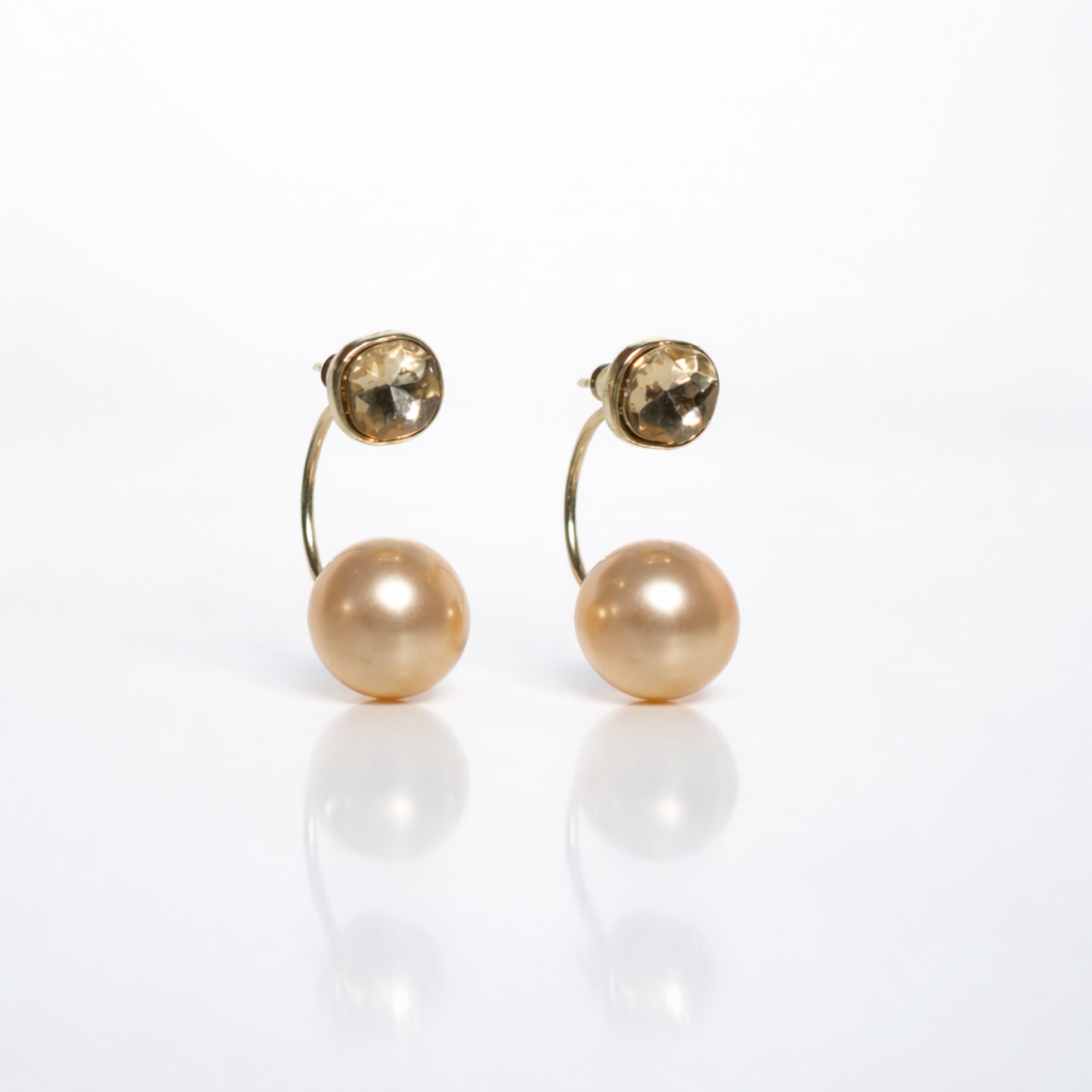Golden Crystal Back Earrings
