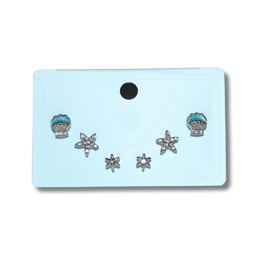 Sea Sparkle Seashell Stud Set