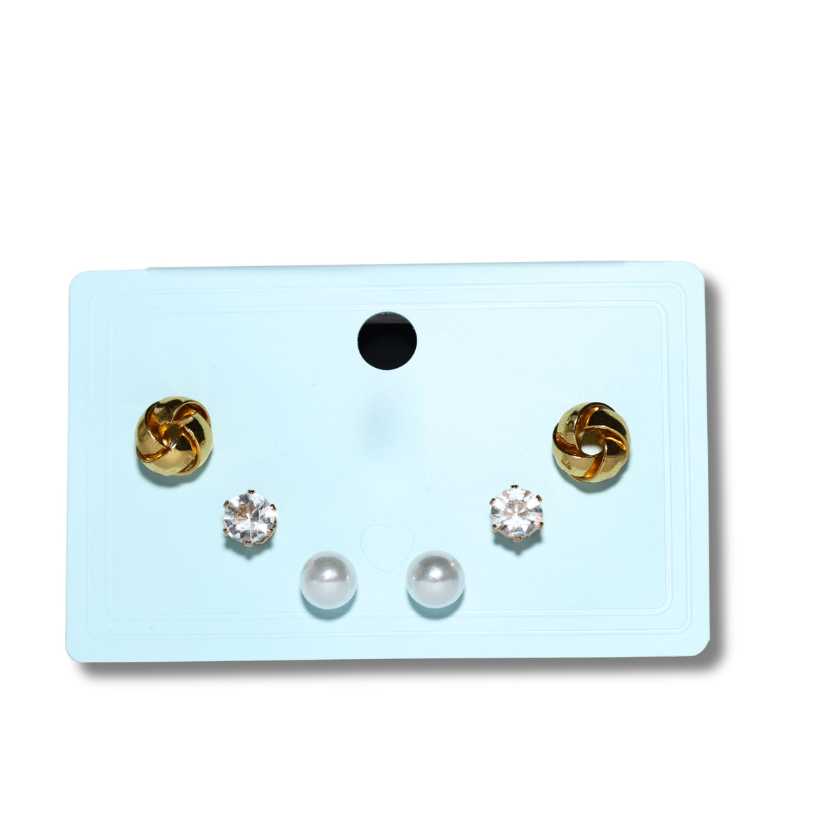 Golden Pearl Charm Stud Set