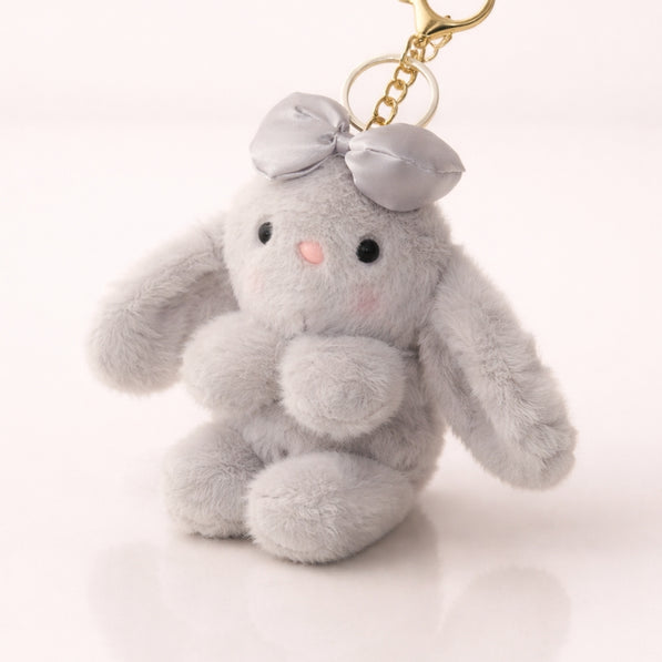 Grey Bow Bunny Plush