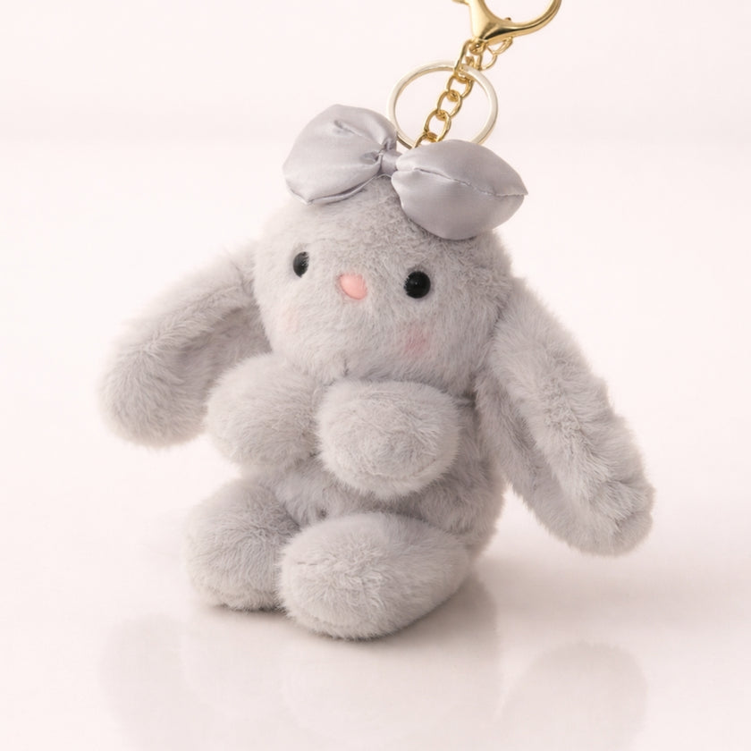 Grey Bow Bunny Plush