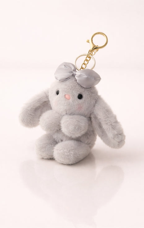 Grey Bow Bunny Plush