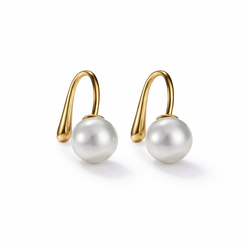 Golden Pearl Curve Earrings