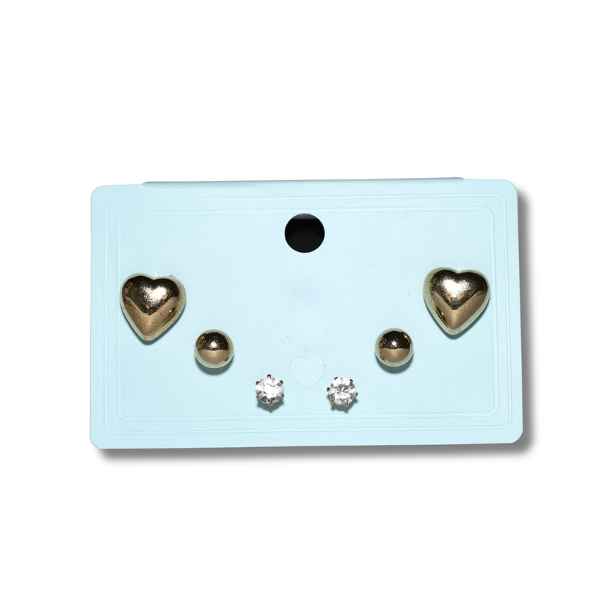 Heart & Ball Elegance Stud Set