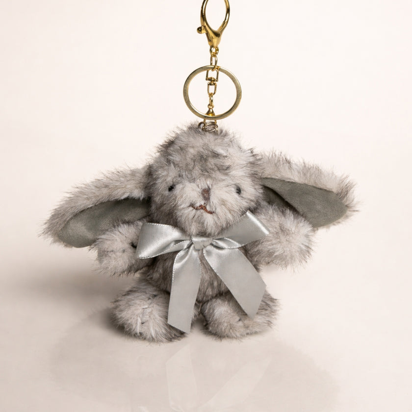 Fluffy Silver Grey Bunny Charm