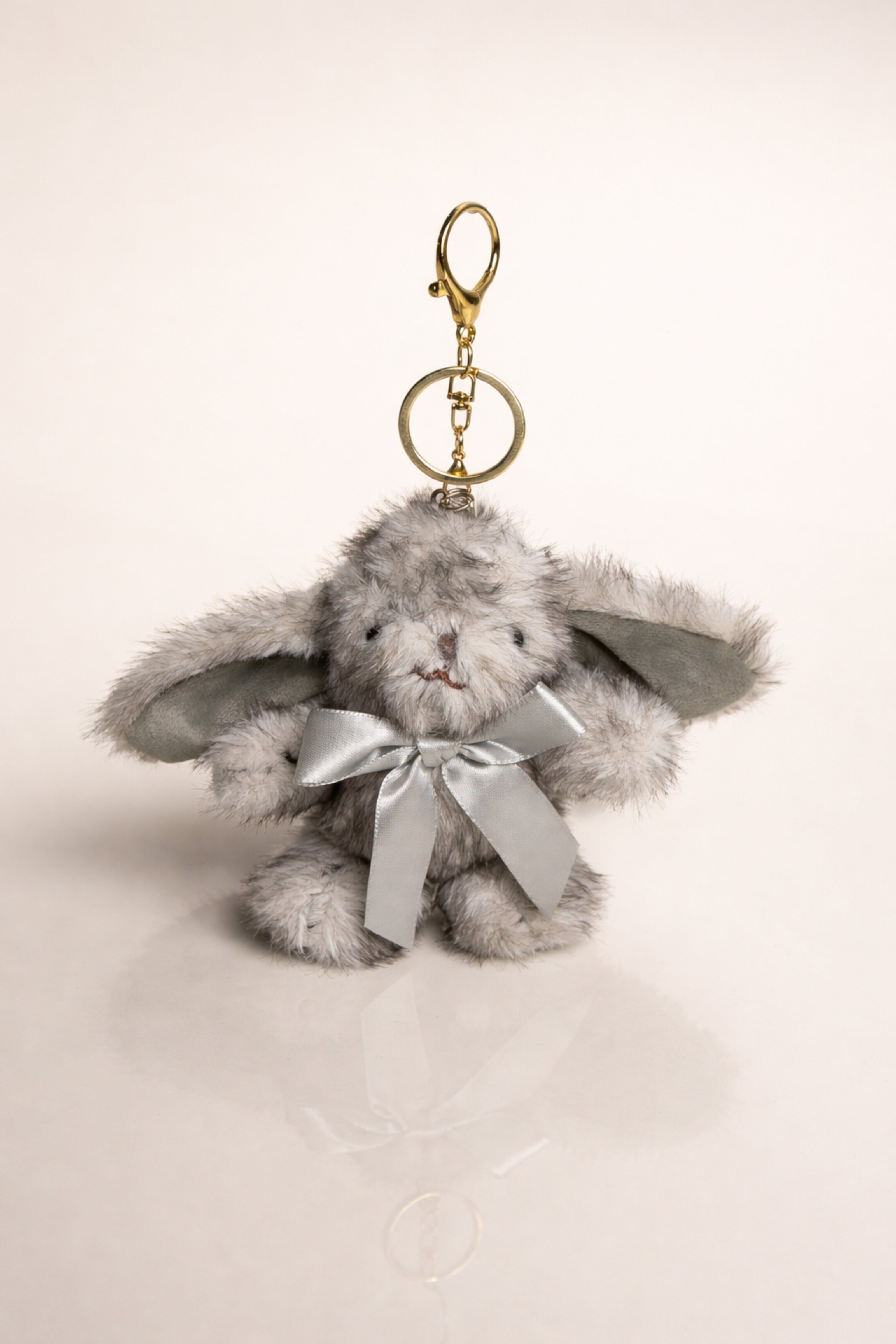 Fluffy Silver Grey Bunny Charm