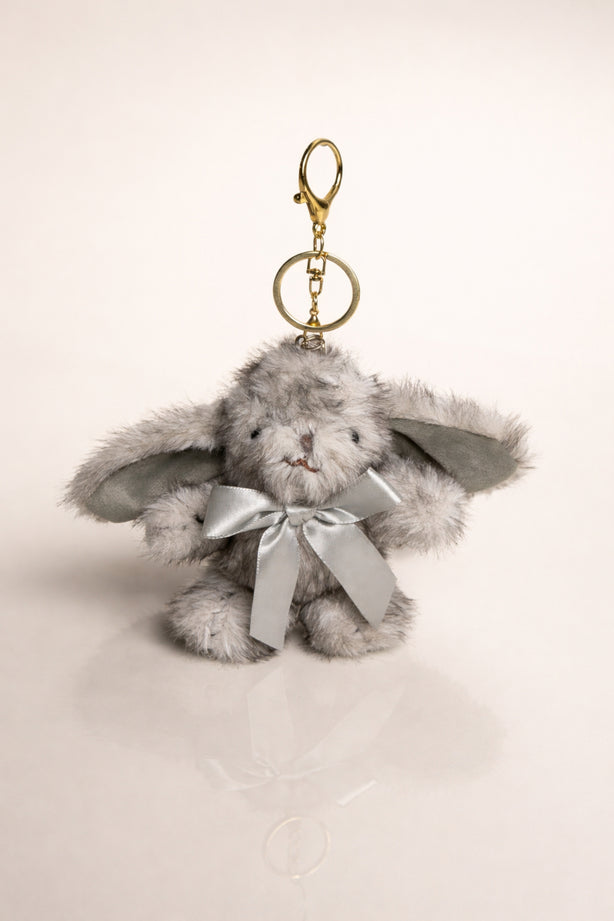 Fluffy Silver Grey Bunny Charm