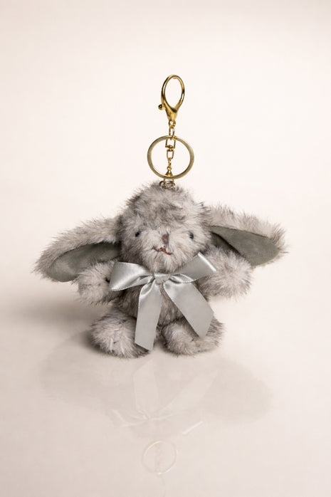 Fluffy Silver Grey Bunny Charm