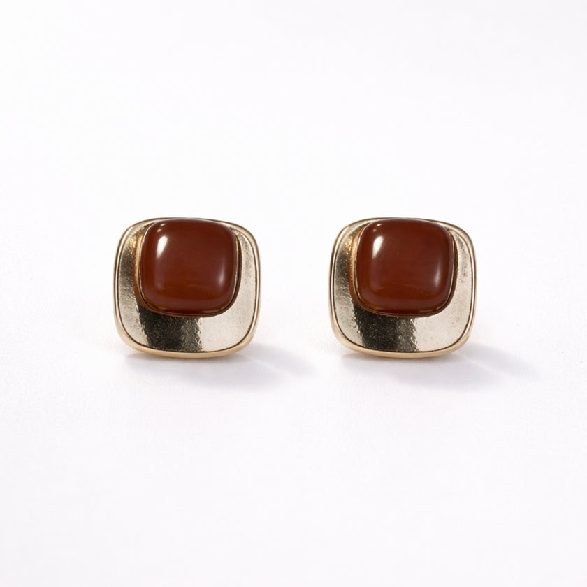 Bronze Block Earrings