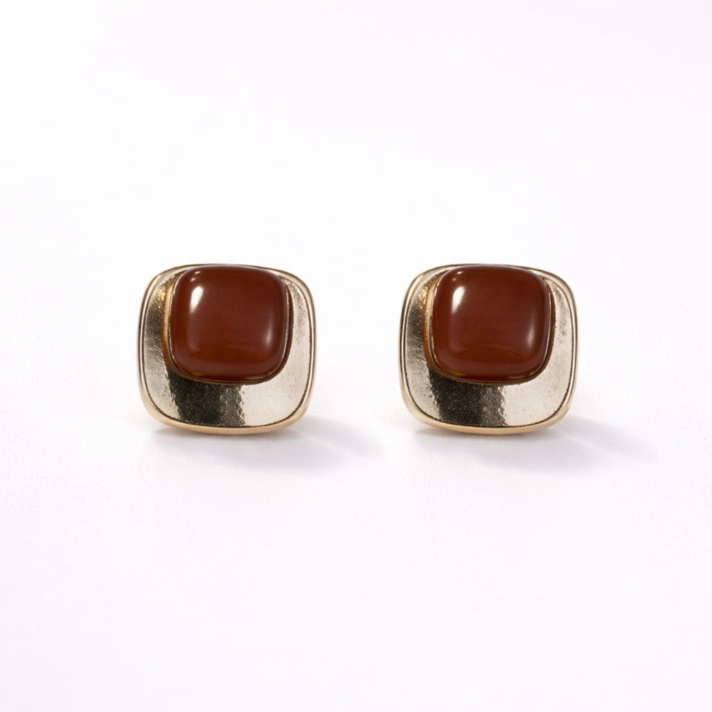 Bronze Block Earrings