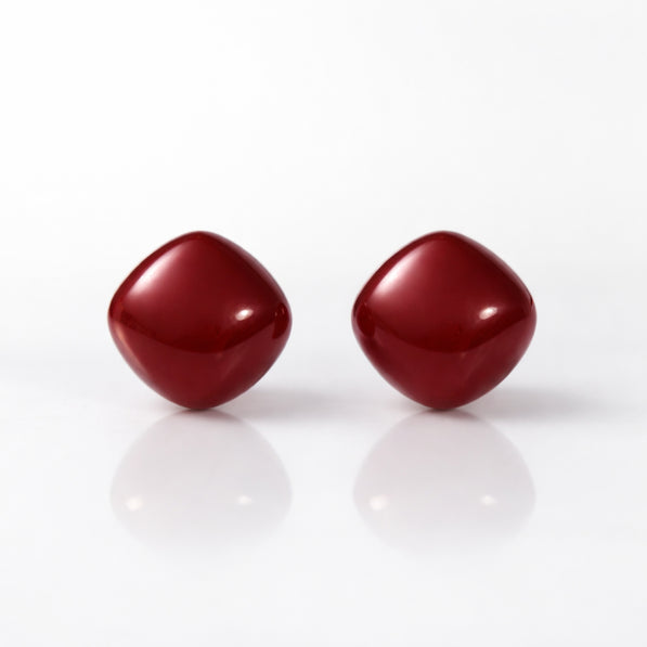 Red Stone Cushion Stud