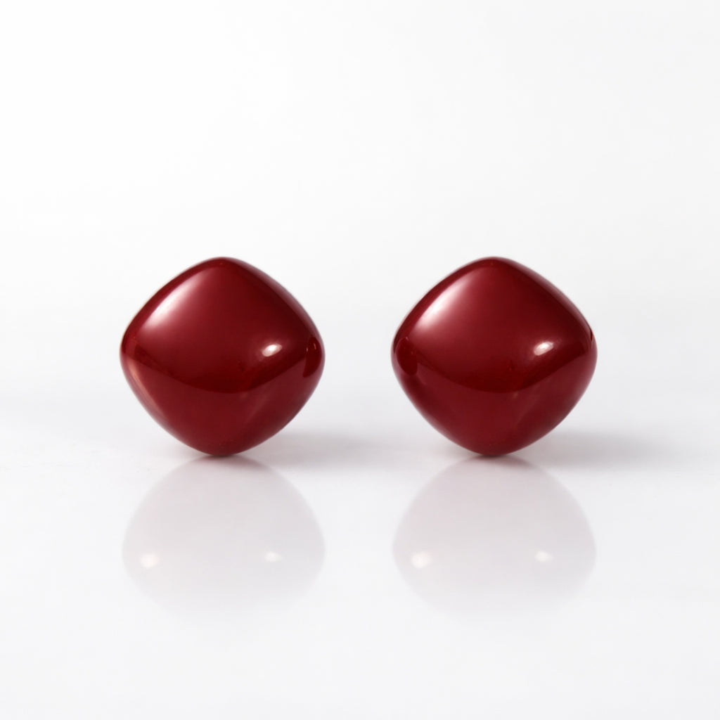 Red Stone Cushion Stud