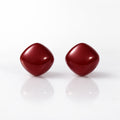 Red Stone Cushion Stud