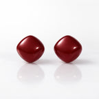 Red Stone Cushion Stud