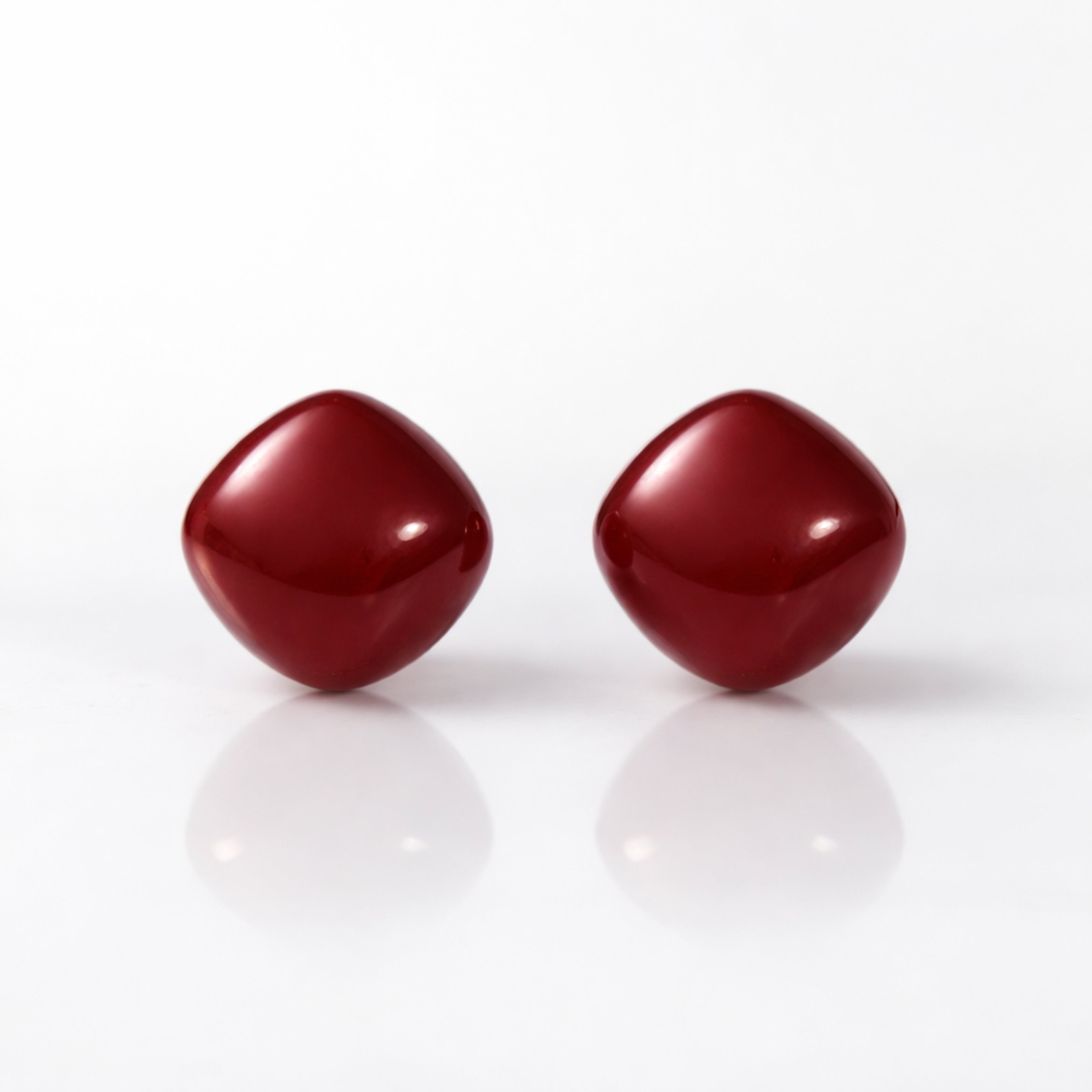 Red Stone Cushion Stud