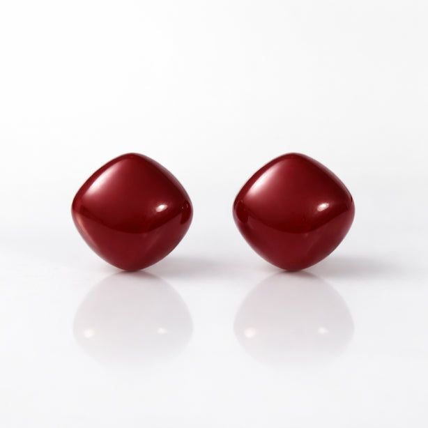 Red Stone Cushion Stud