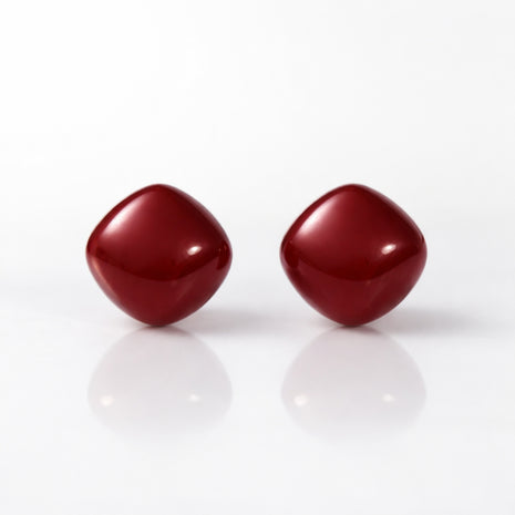 Red Stone Cushion Stud