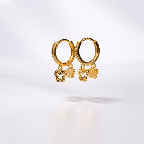 Golden Flutter Charm Hoops
