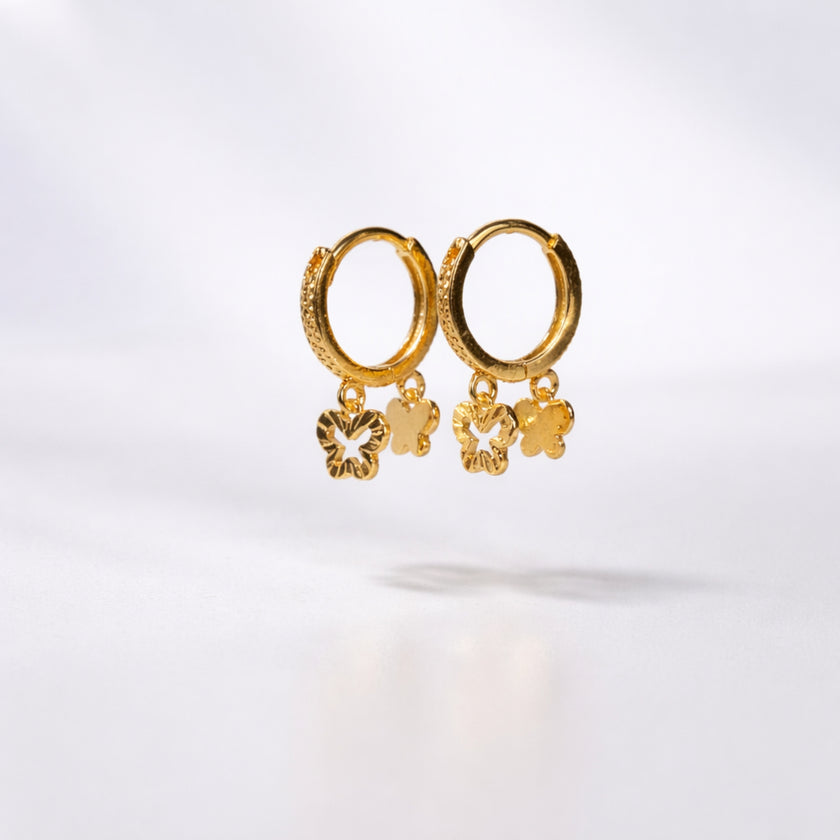 Golden Flutter Charm Hoops