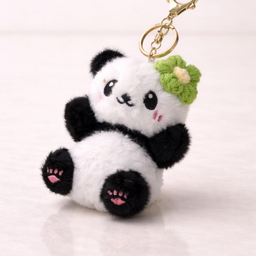Panda Flower Clip Plush