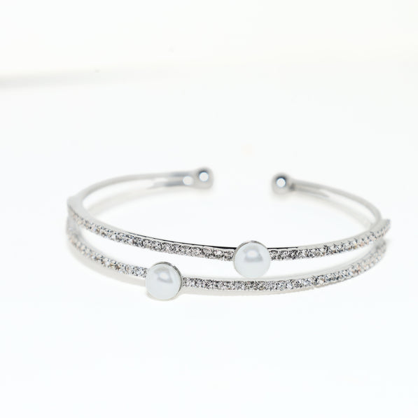 Silver Pearl Bangle