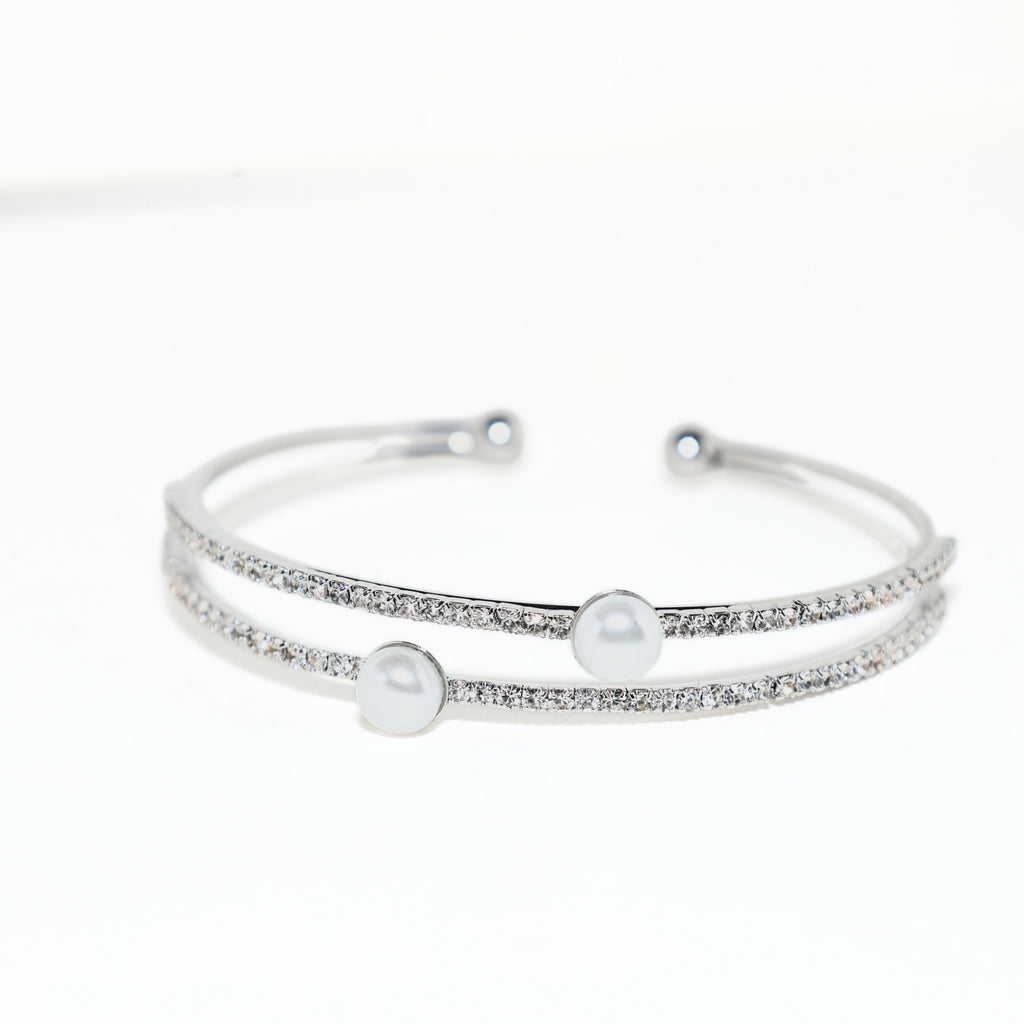 Silver Pearl Bangle