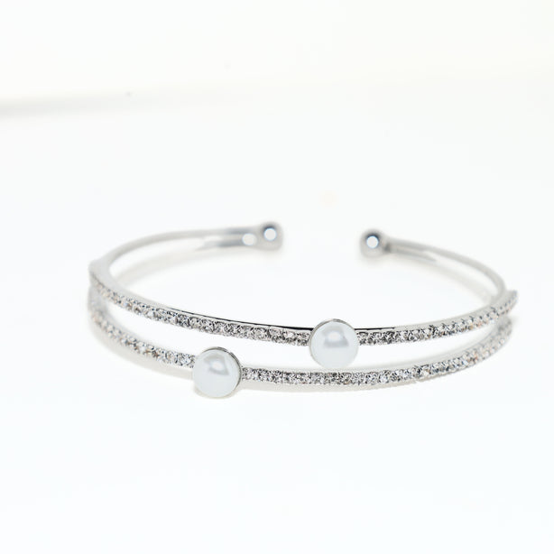 Silver Pearl Bangle
