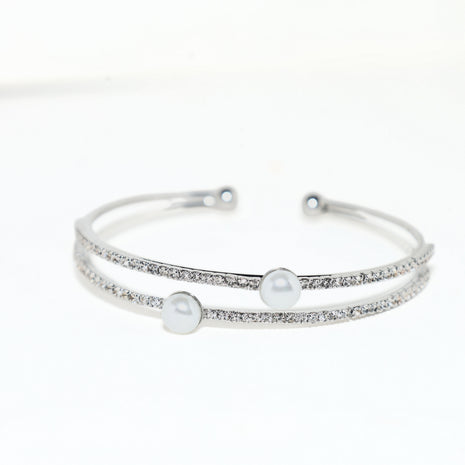 Silver Pearl Bangle