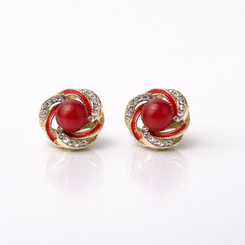 Red Pearl Swirl Stud