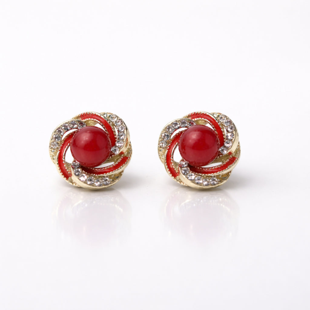 Red Pearl Swirl Stud