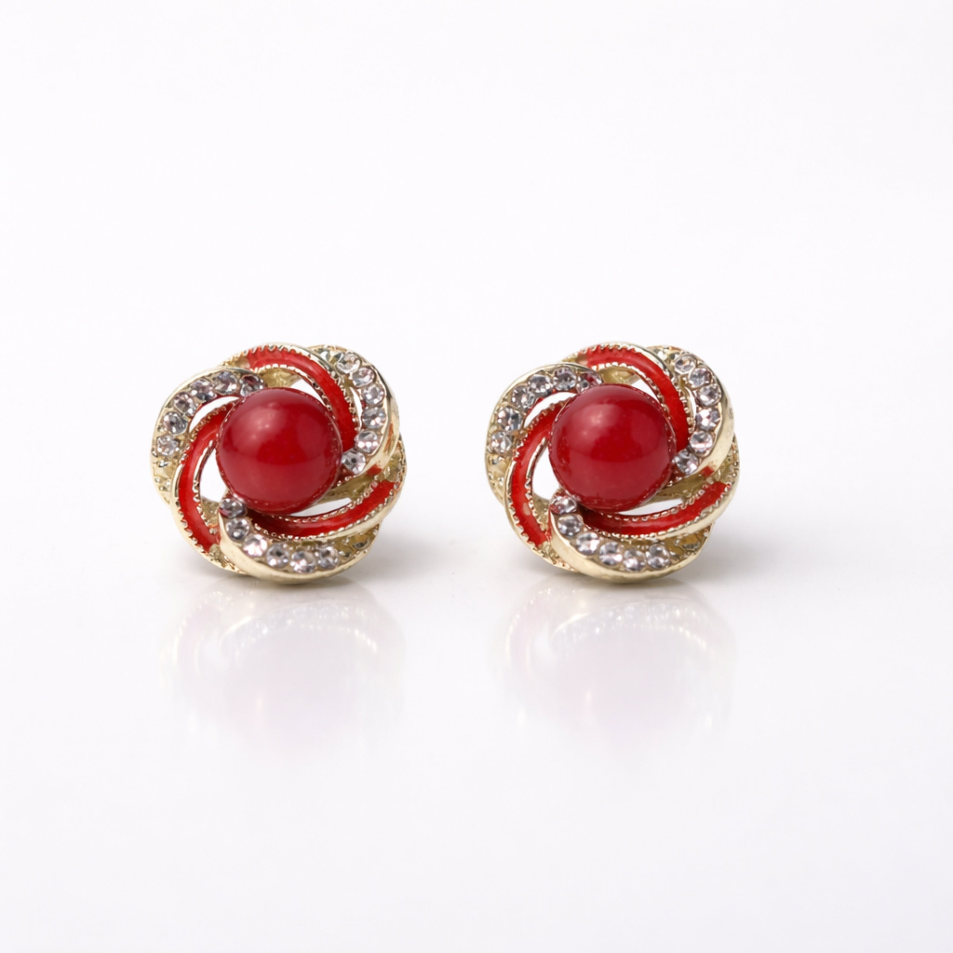 Red Pearl Swirl Stud