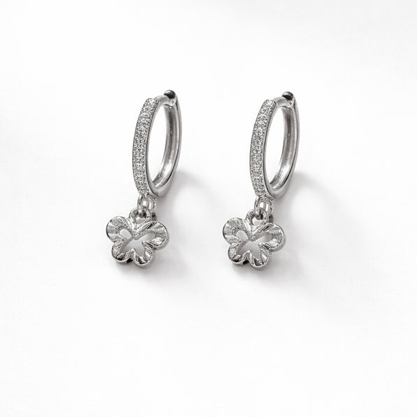 Silver Flutter Charm Hoops