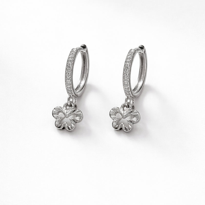 Silver Flutter Charm Hoops