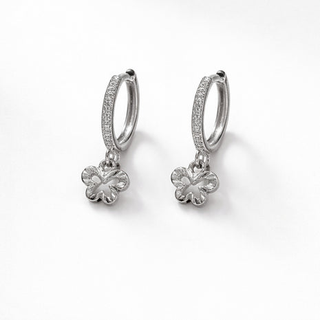 Silver Flutter Charm Hoops