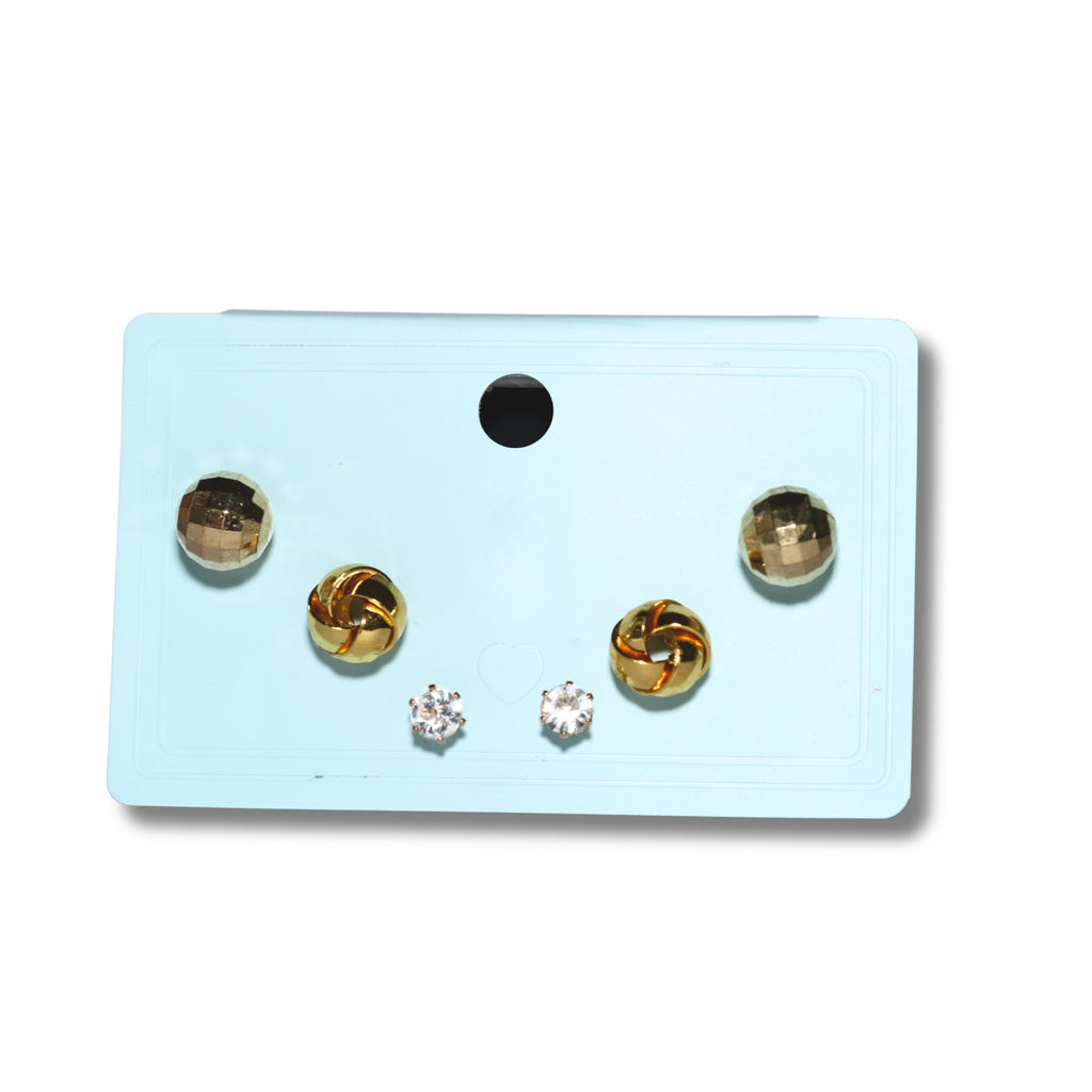 Golden Sphere Knot Stud Set