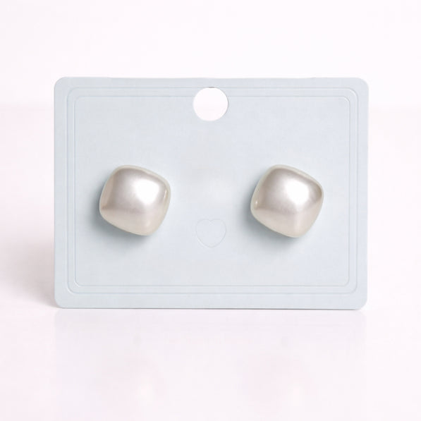 White Pearl Cushion Stud
