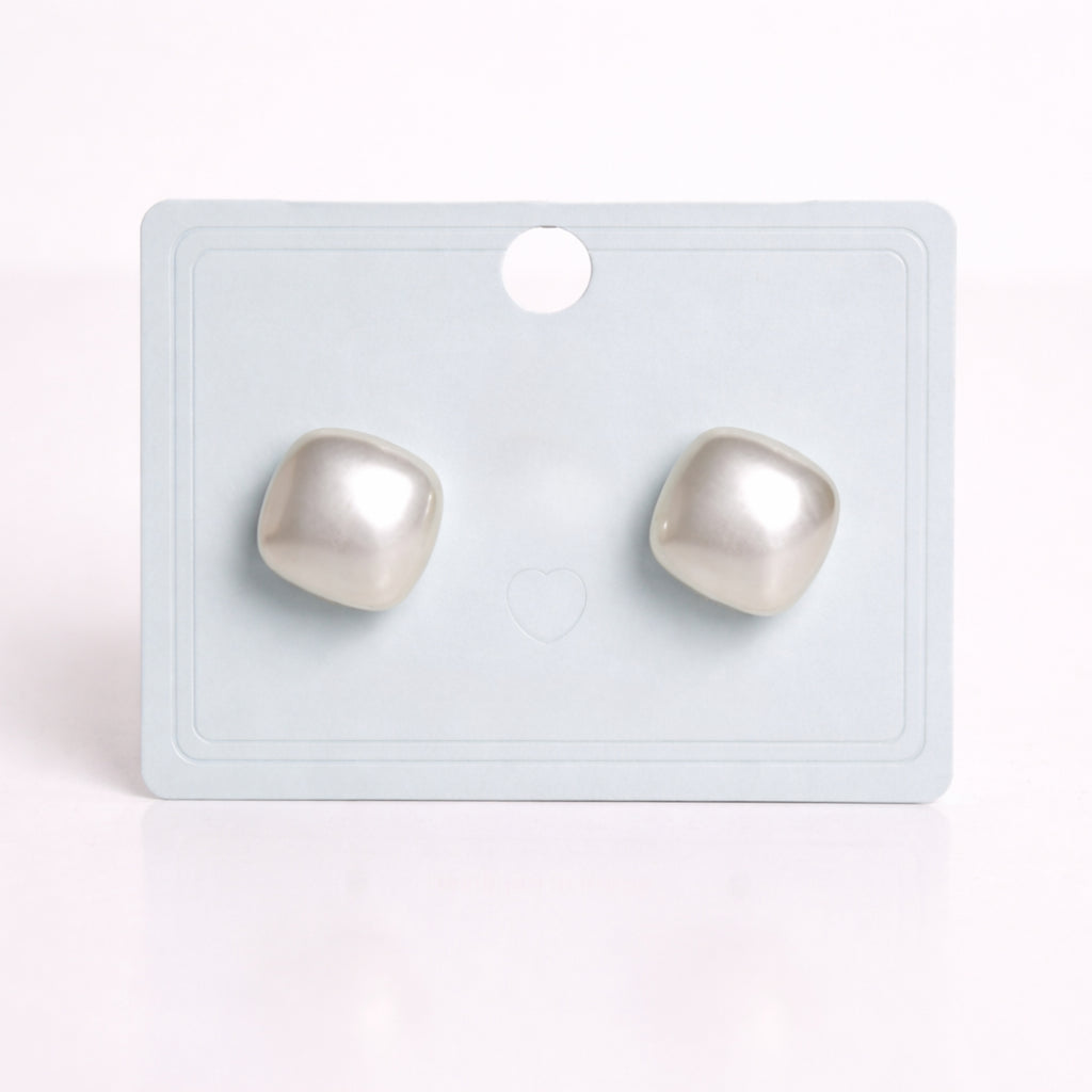 White Pearl Cushion Stud