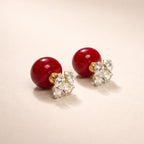 Dual Glam Red Pearl Stud