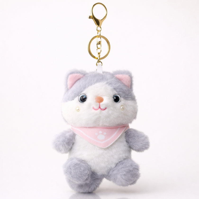 Grey Bandana Cat Plush