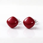 Red Stone Cushion Stud