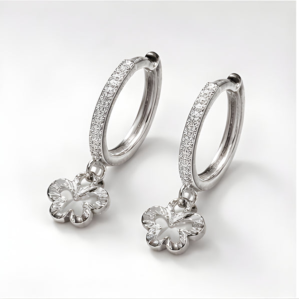 Silver Flutter Charm Hoops