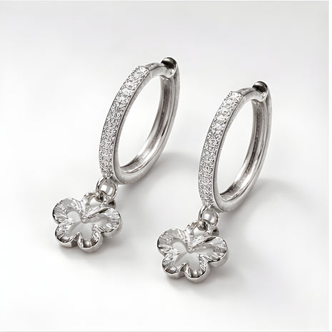 Silver Flutter Charm Hoops