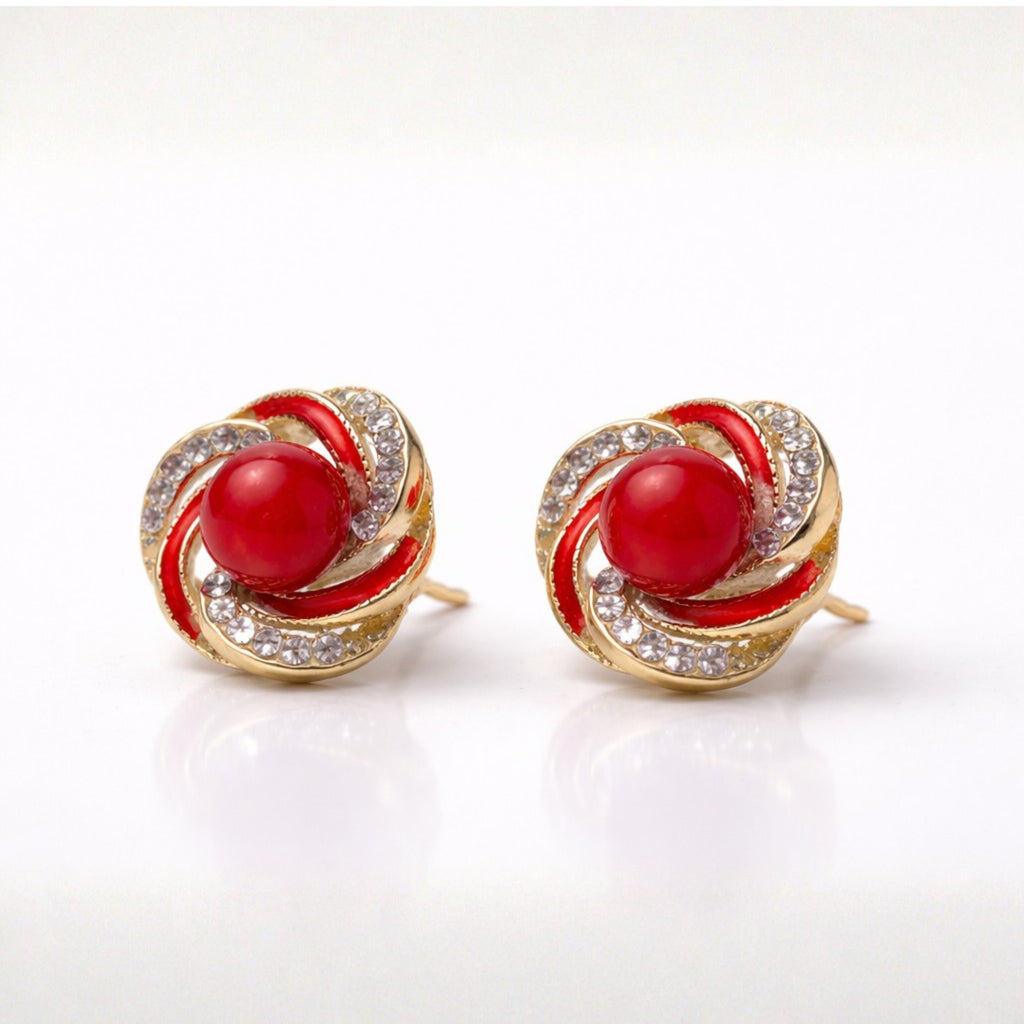 Red Pearl Swirl Stud