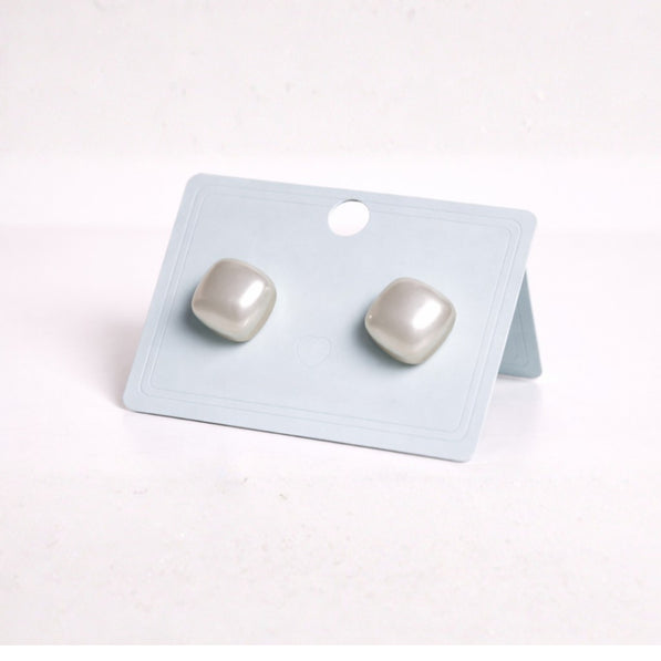 White Pearl Cushion Stud