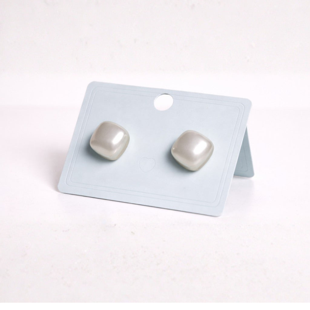 White Pearl Cushion Stud