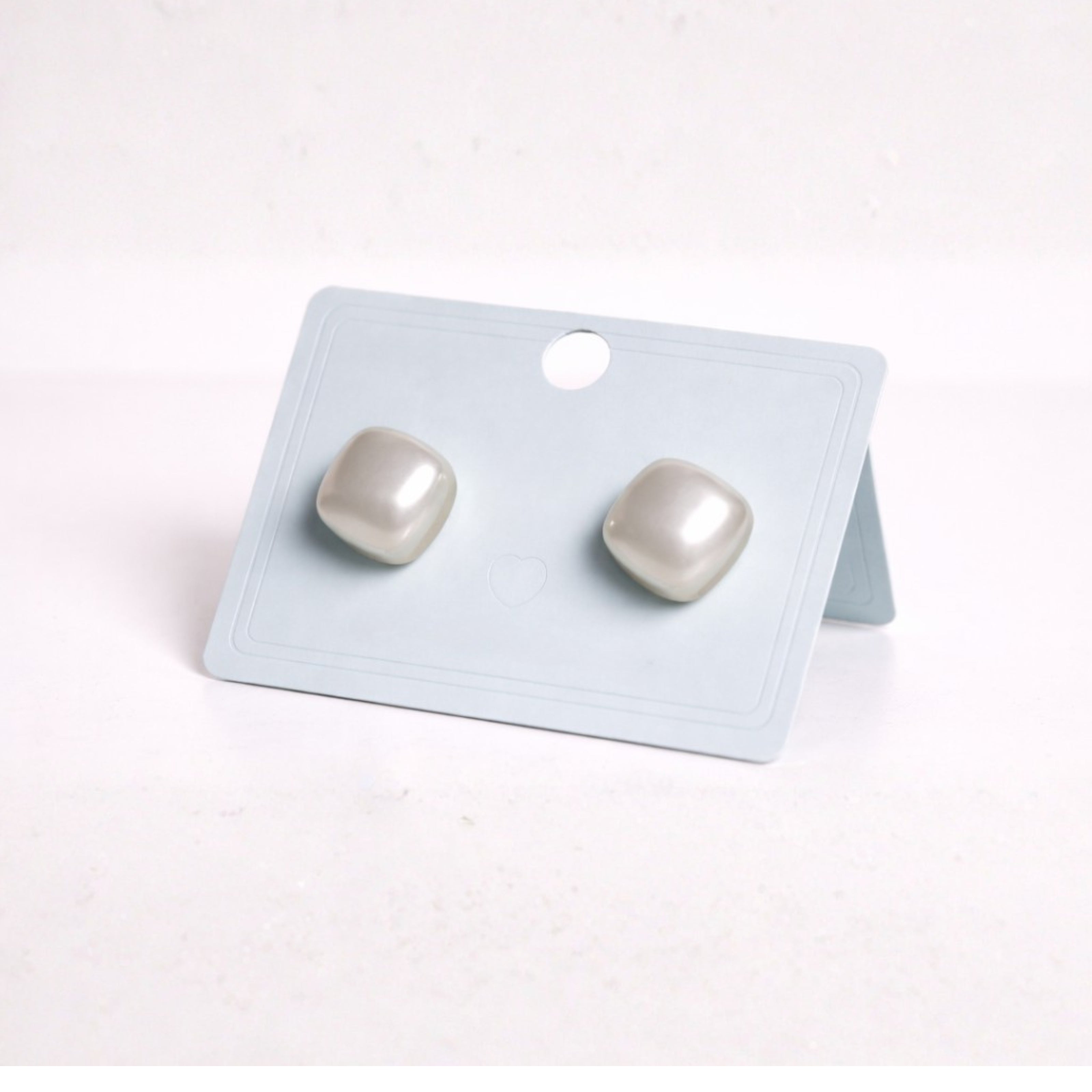 White Pearl Cushion Stud