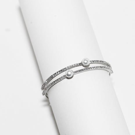 Silver Pearl Bangle