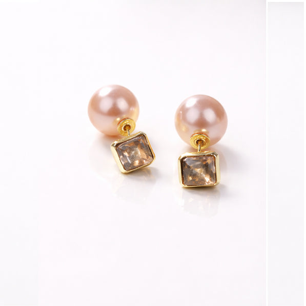 Dual Stone & Pearl Stud