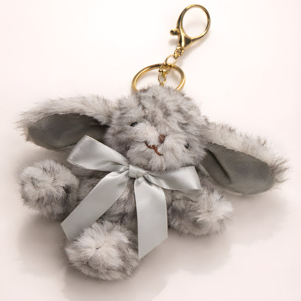 Fluffy Silver Grey Bunny Charm
